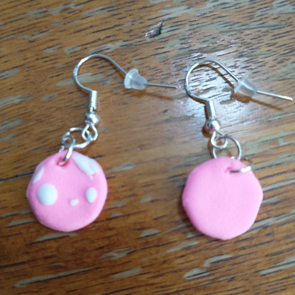 Circle Dangling Air Dry Clay Handmade Earrings 2 pairs - Picture 3 of 6